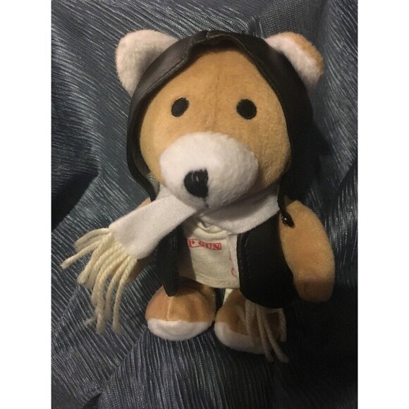 Top Gun Teddy Bear Pilot Plush With Scarf & Aviator Jacket Vtg 8" - Picture 11 of 11